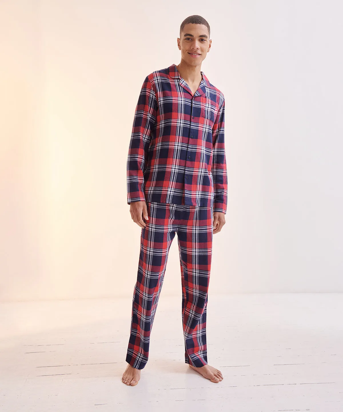 Red/Navy Check - Men's tartan lounge Set