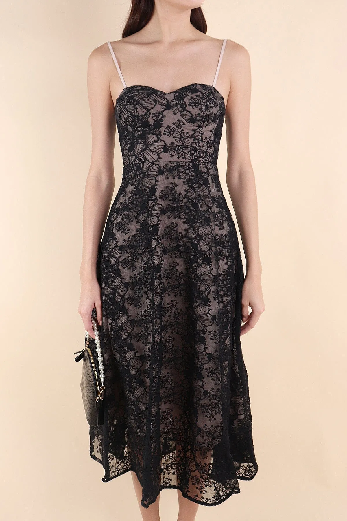 RESTOCKED** LAVIN LACE EMBOSSED MAXI IN BLACK