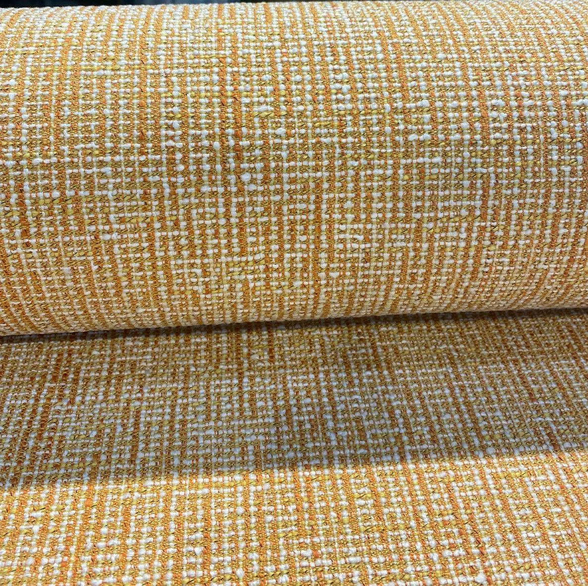 Rhapsody Tangerine Orange Latex Backed Chenille Upholstery Fabric By The Yard