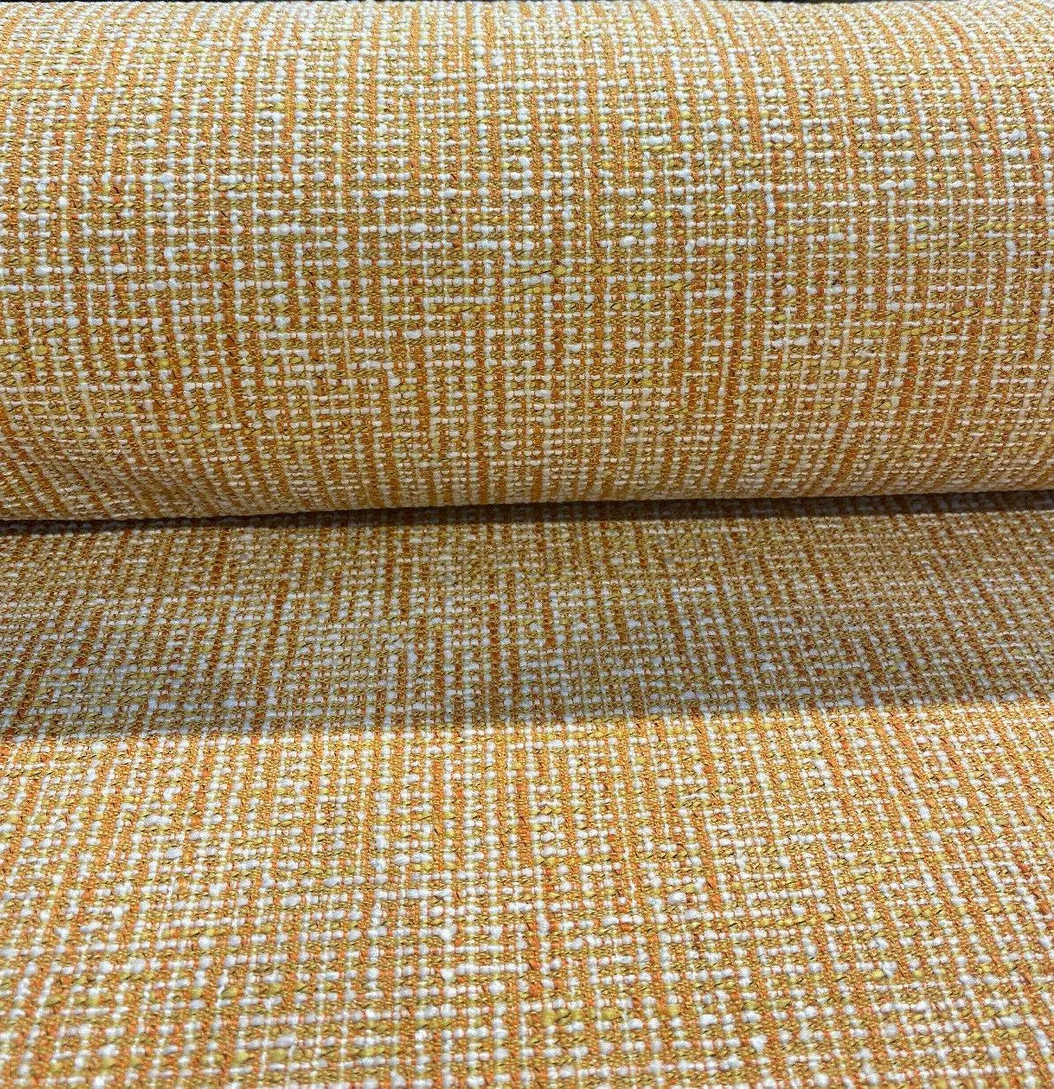 Rhapsody Tangerine Orange Latex Backed Chenille Upholstery Fabric By The Yard