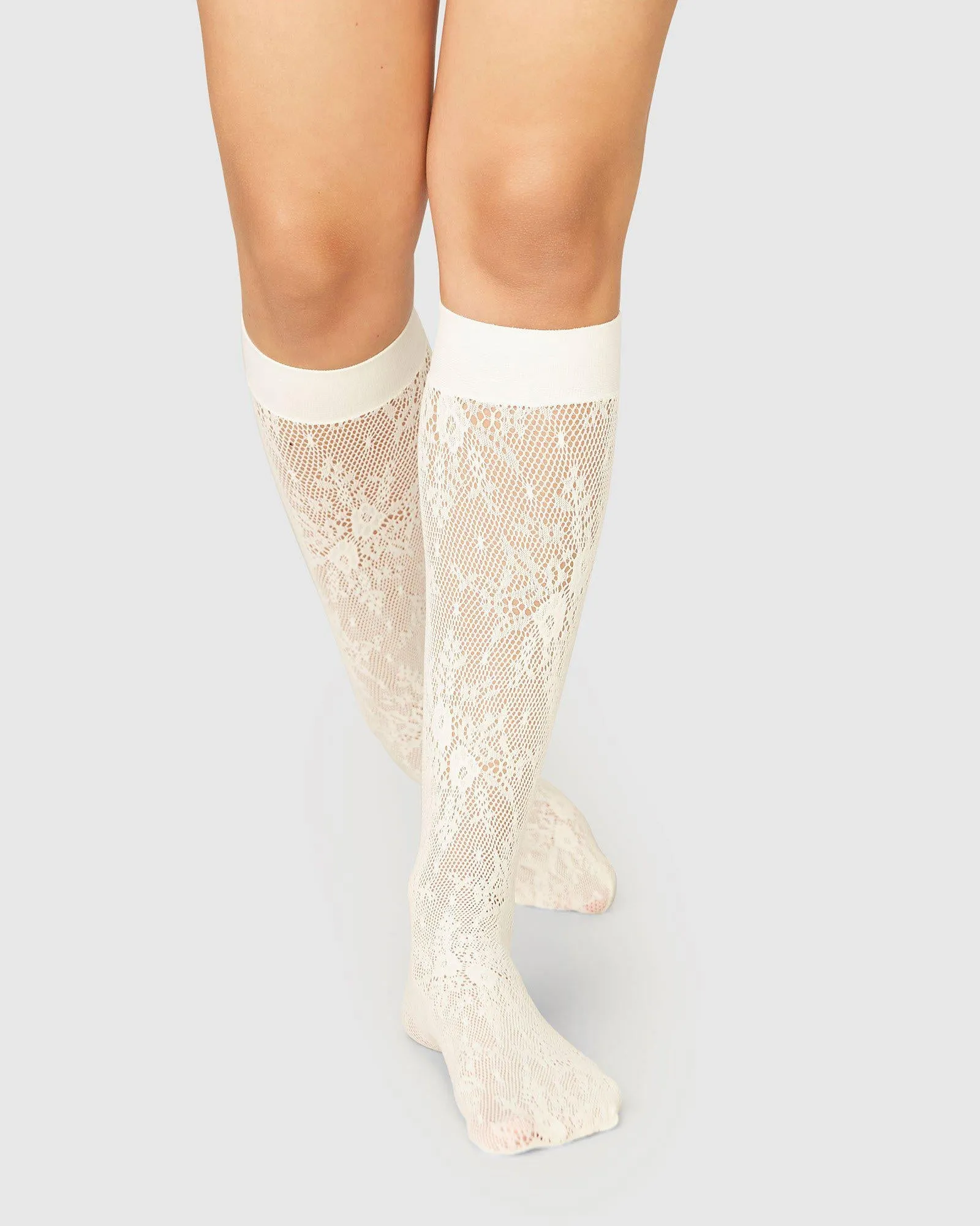 Rosa Lace Knee-Highs White