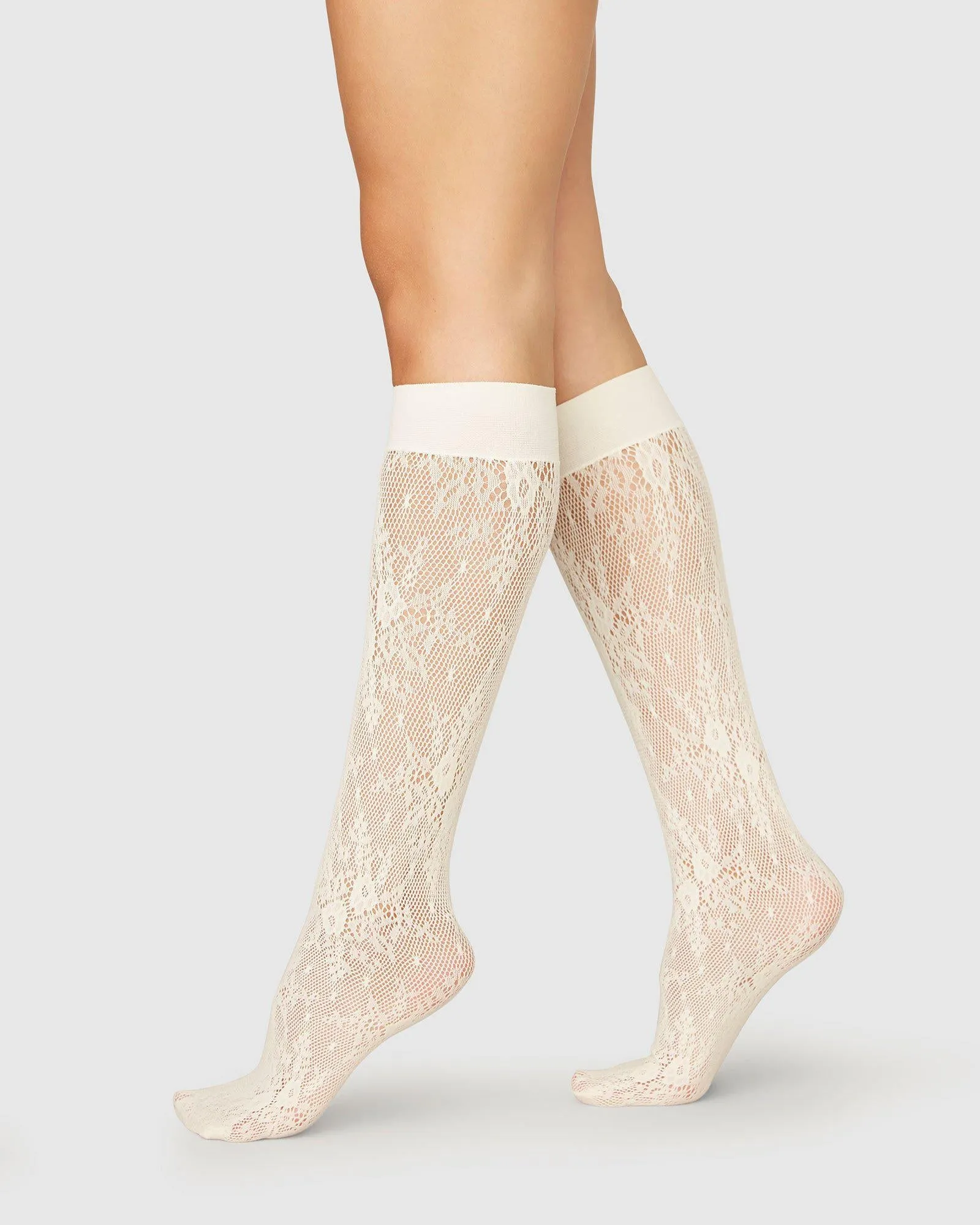 Rosa Lace Knee-Highs White