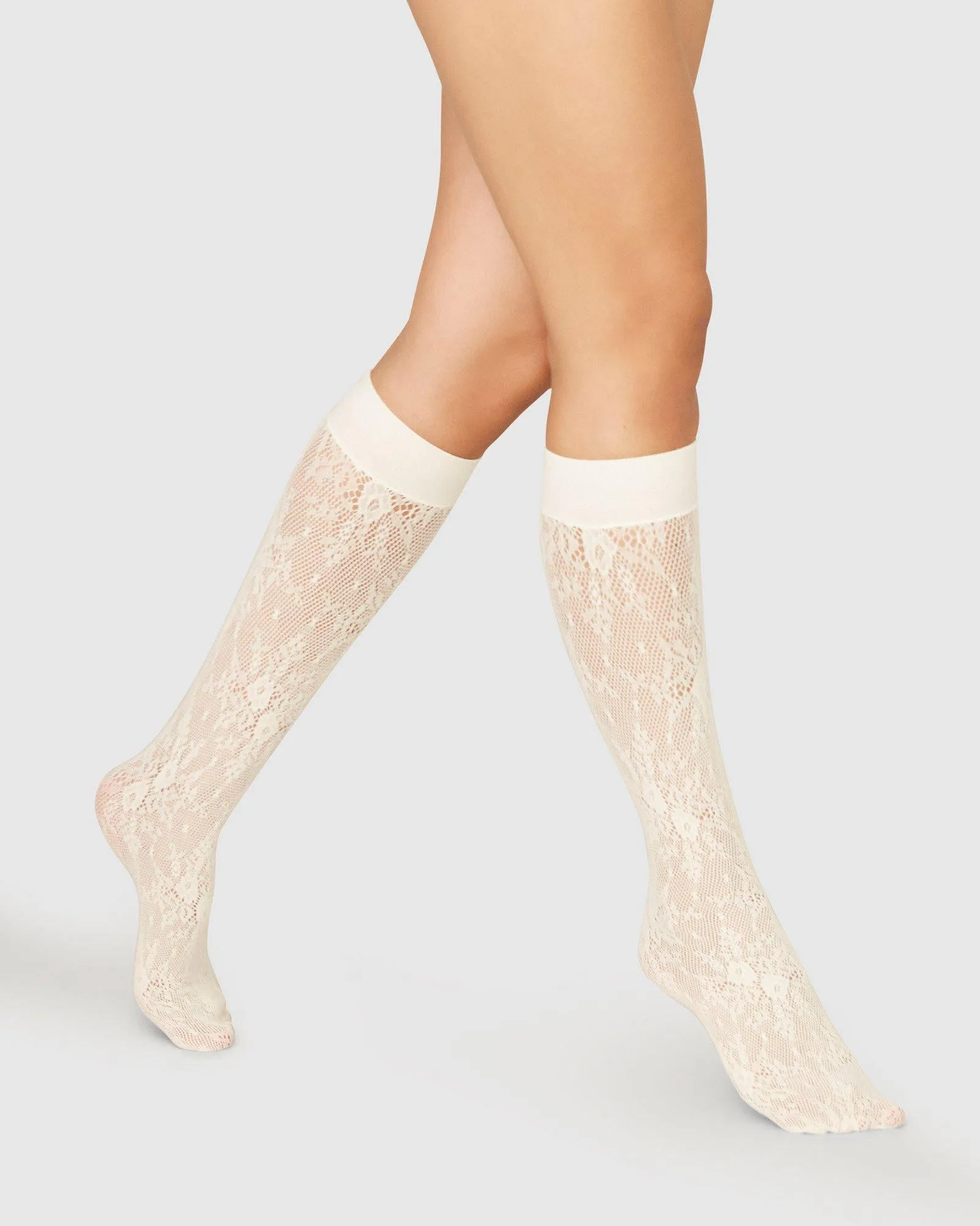 Rosa Lace Knee-Highs White