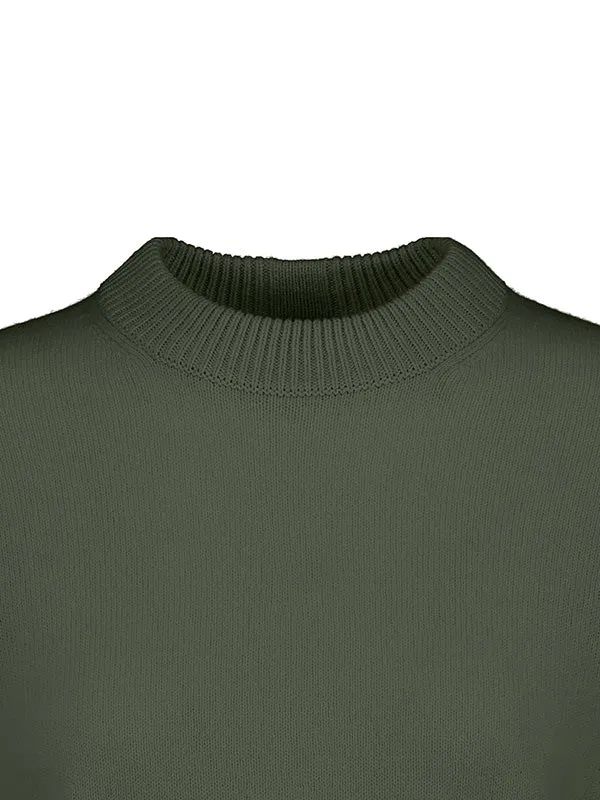 Round neck cashmere/wool blend sweater