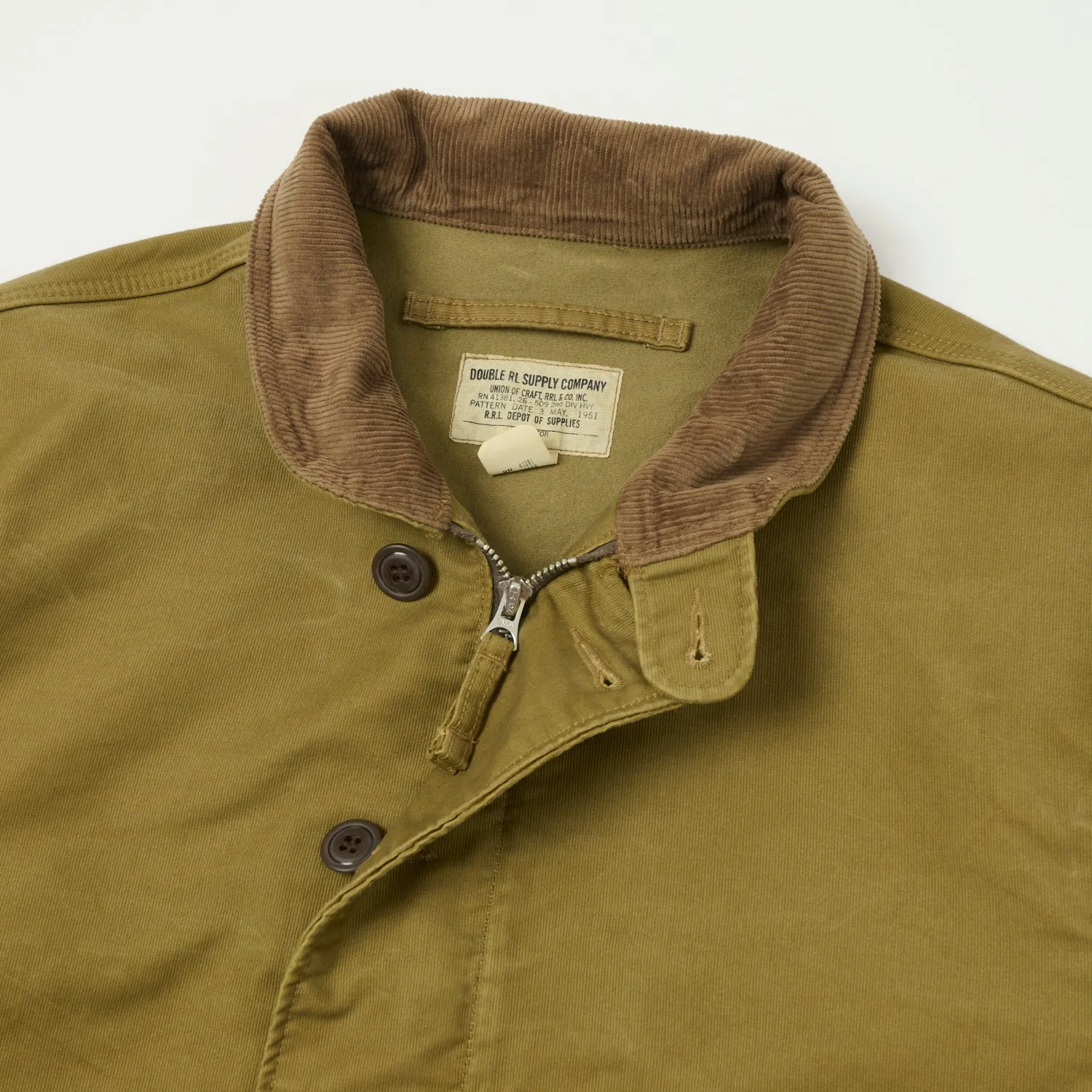 RRL Corduroy-Collar Deck Jacket - Khaki