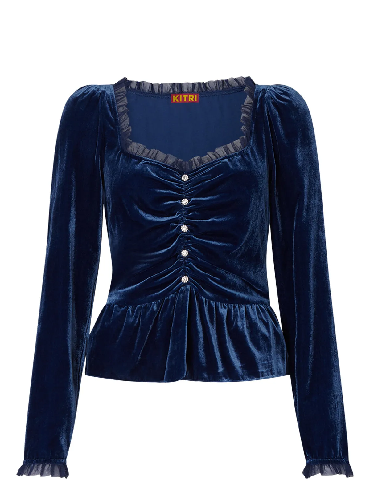 Sabine Navy Velvet Top