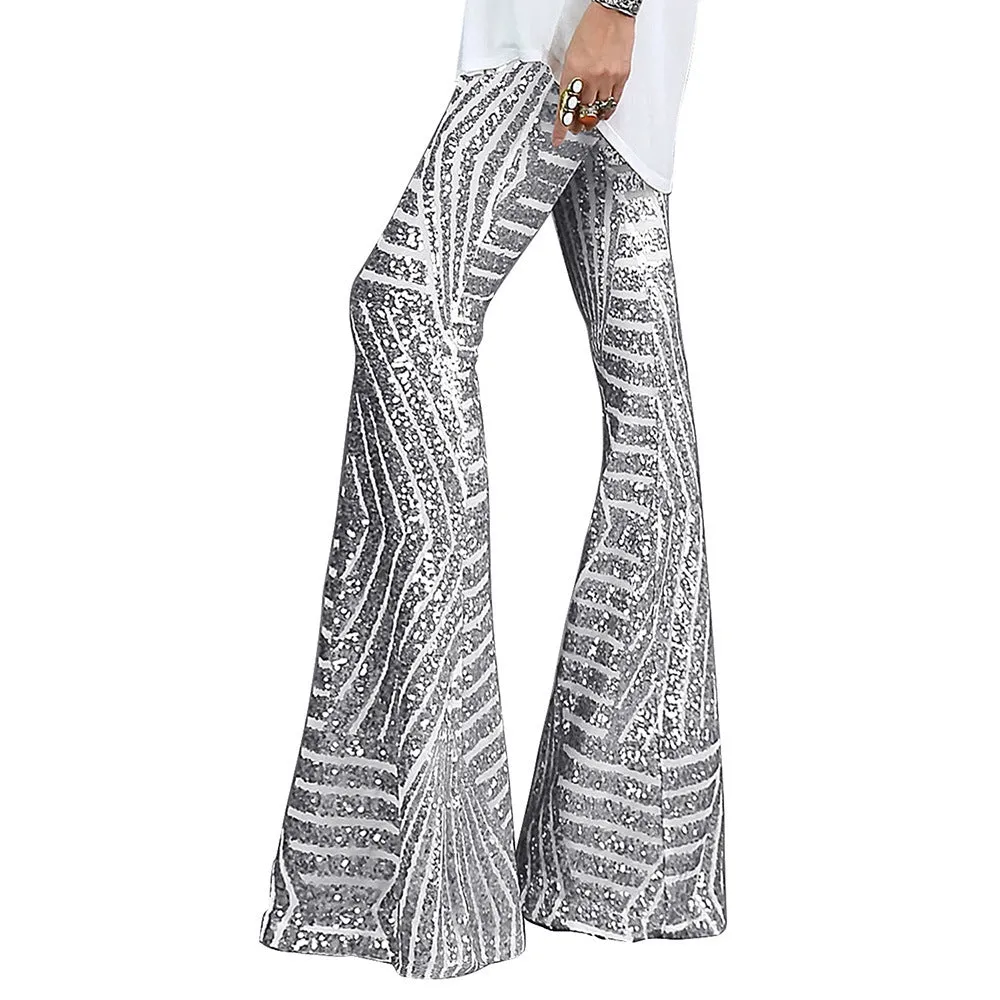 Sequin slacks women's new high waist loose straight leg trousers for autumn