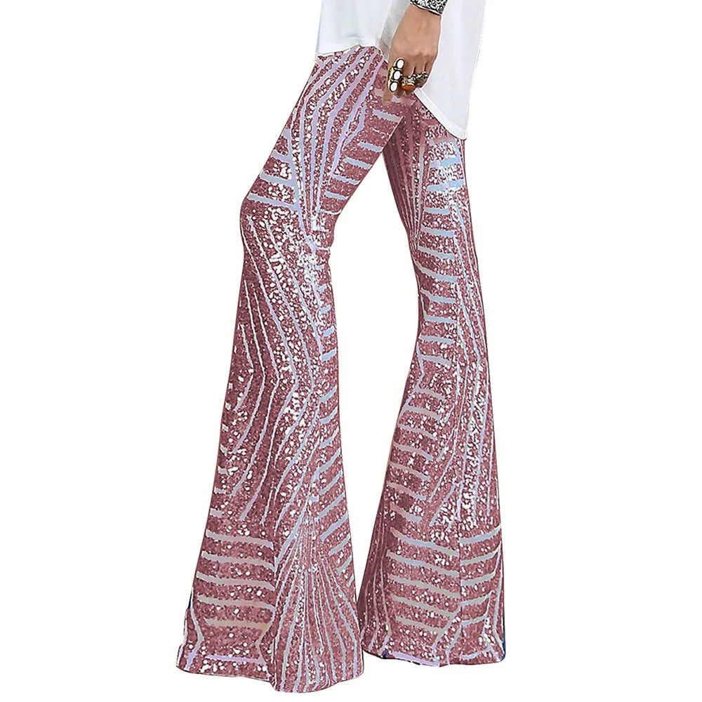 Sequin slacks women's new high waist loose straight leg trousers for autumn