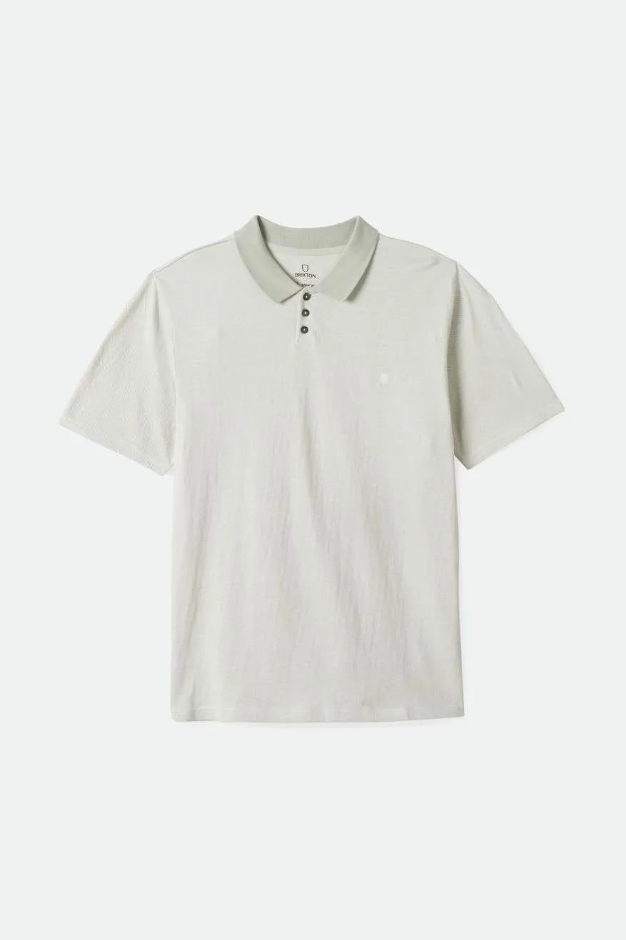 Shield Herringbone S/S Polo - Mineral Grey/Off White