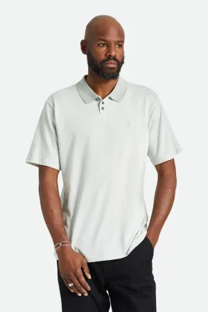 Shield Herringbone S/S Polo - Mineral Grey/Off White