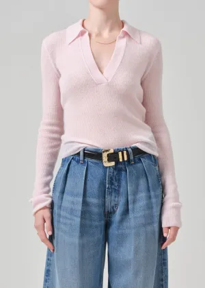 Simone Polo Sweater in Slipper Pink