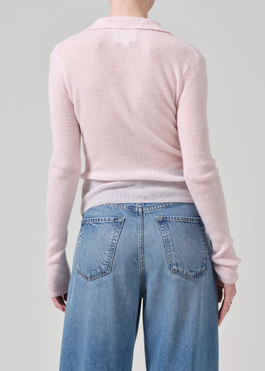 Simone Polo Sweater in Slipper Pink