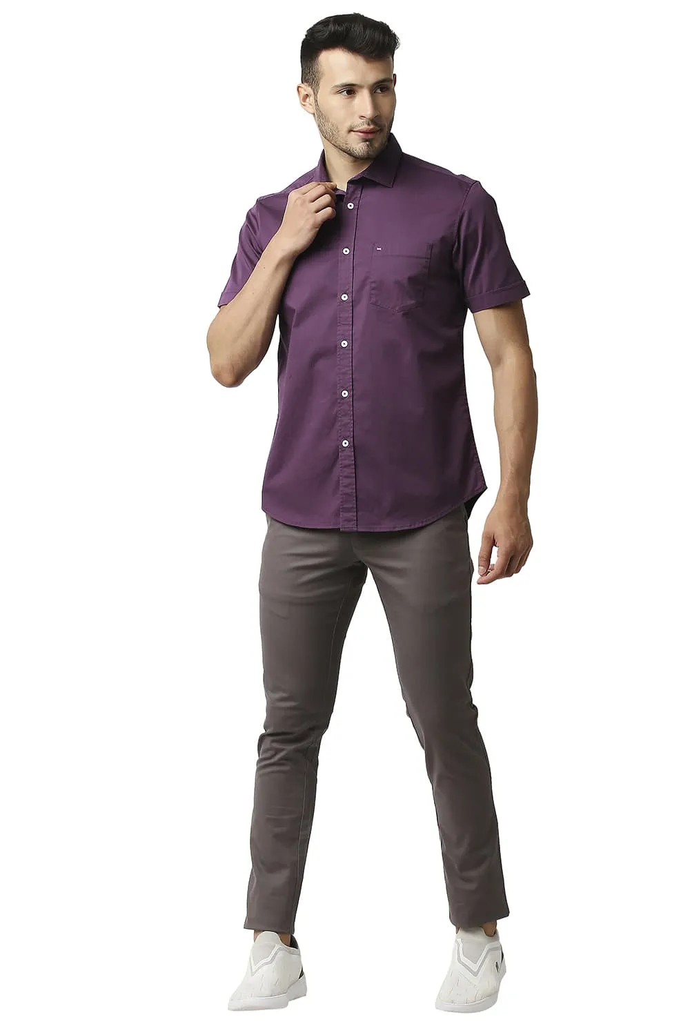 Slim Fit Twill Stretch Halfsleeves Shirt