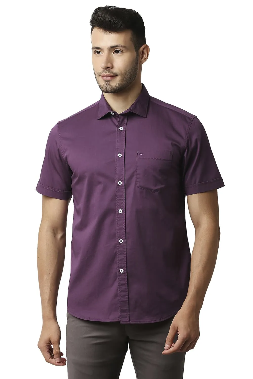 Slim Fit Twill Stretch Halfsleeves Shirt