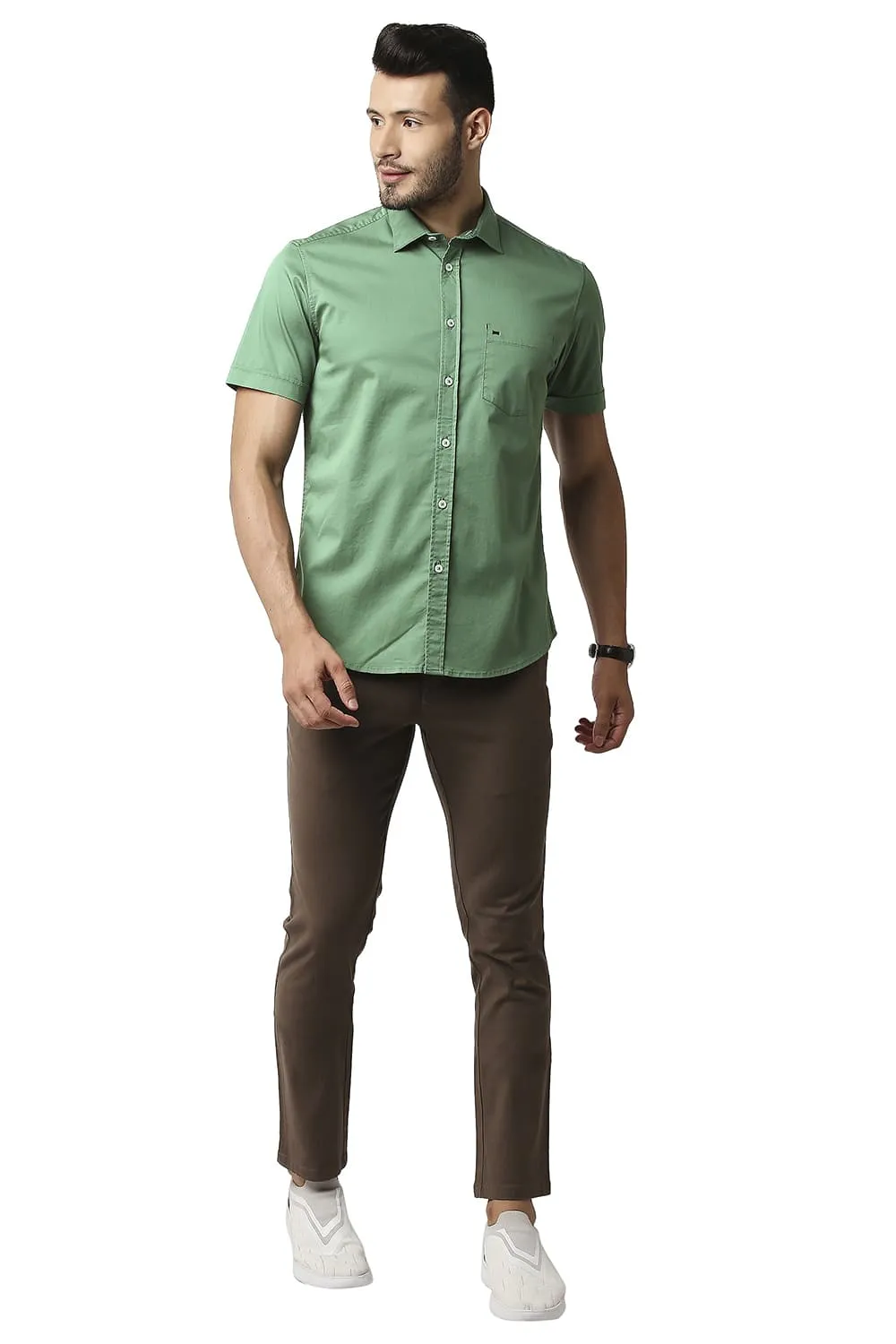 Slim Fit Twill Stretch Halfsleeves Shirt