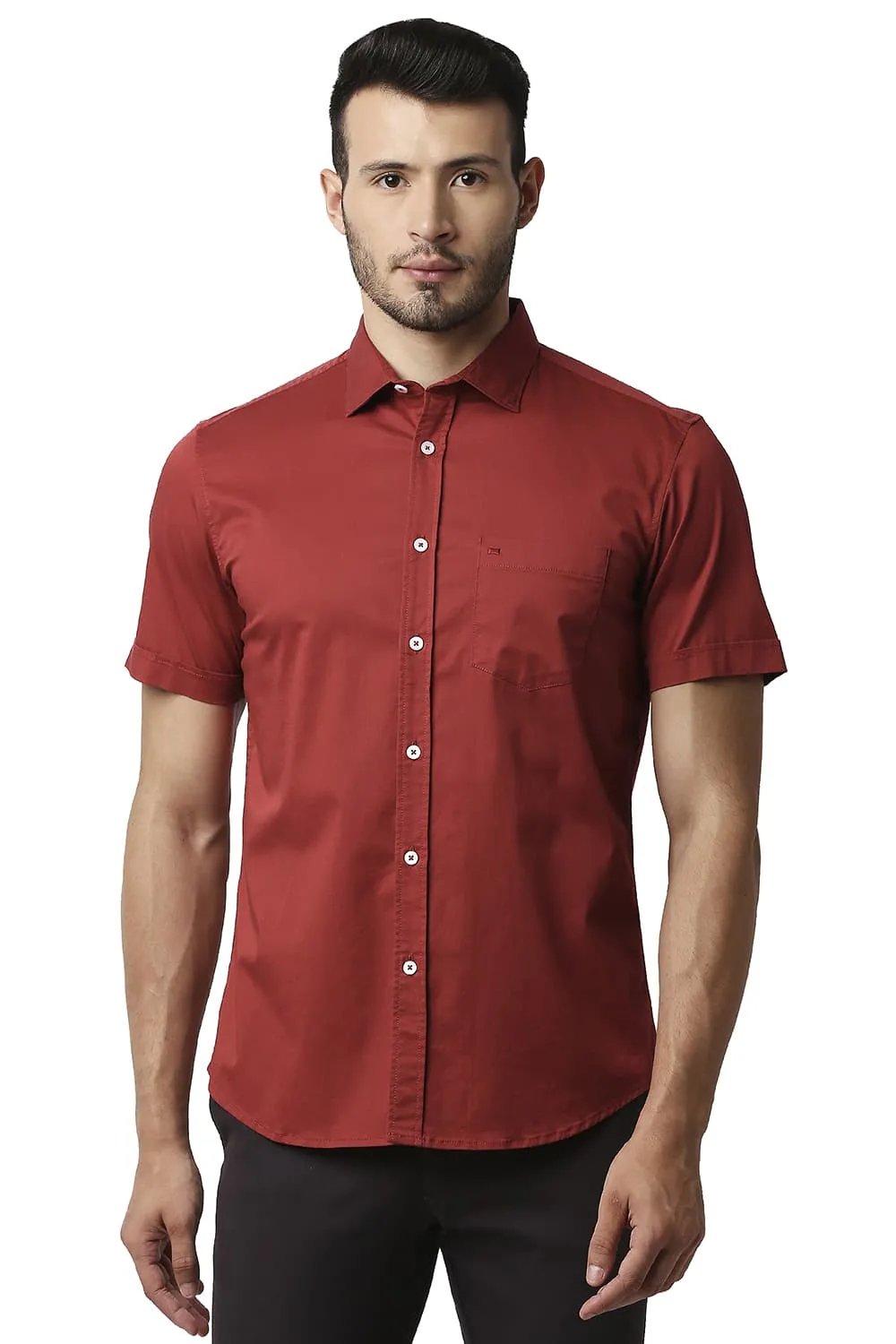 Slim Fit Twill Stretch Halfsleeves Shirt