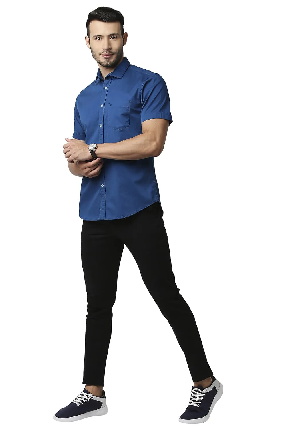 Slim Fit Twill Stretch Halfsleeves Shirt