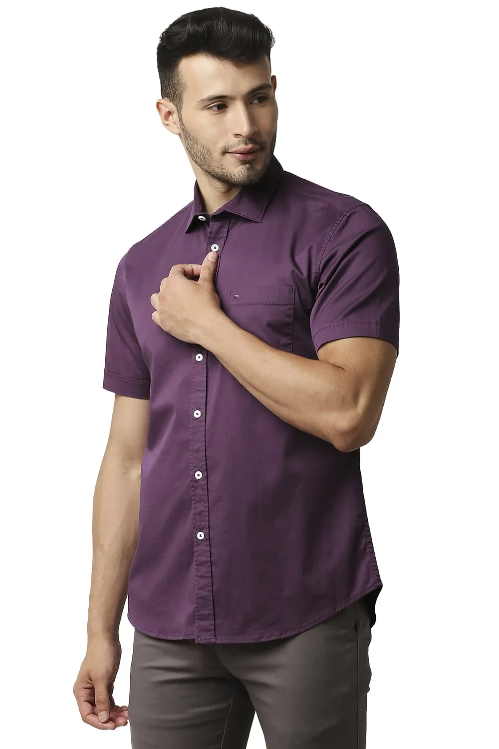 Slim Fit Twill Stretch Halfsleeves Shirt