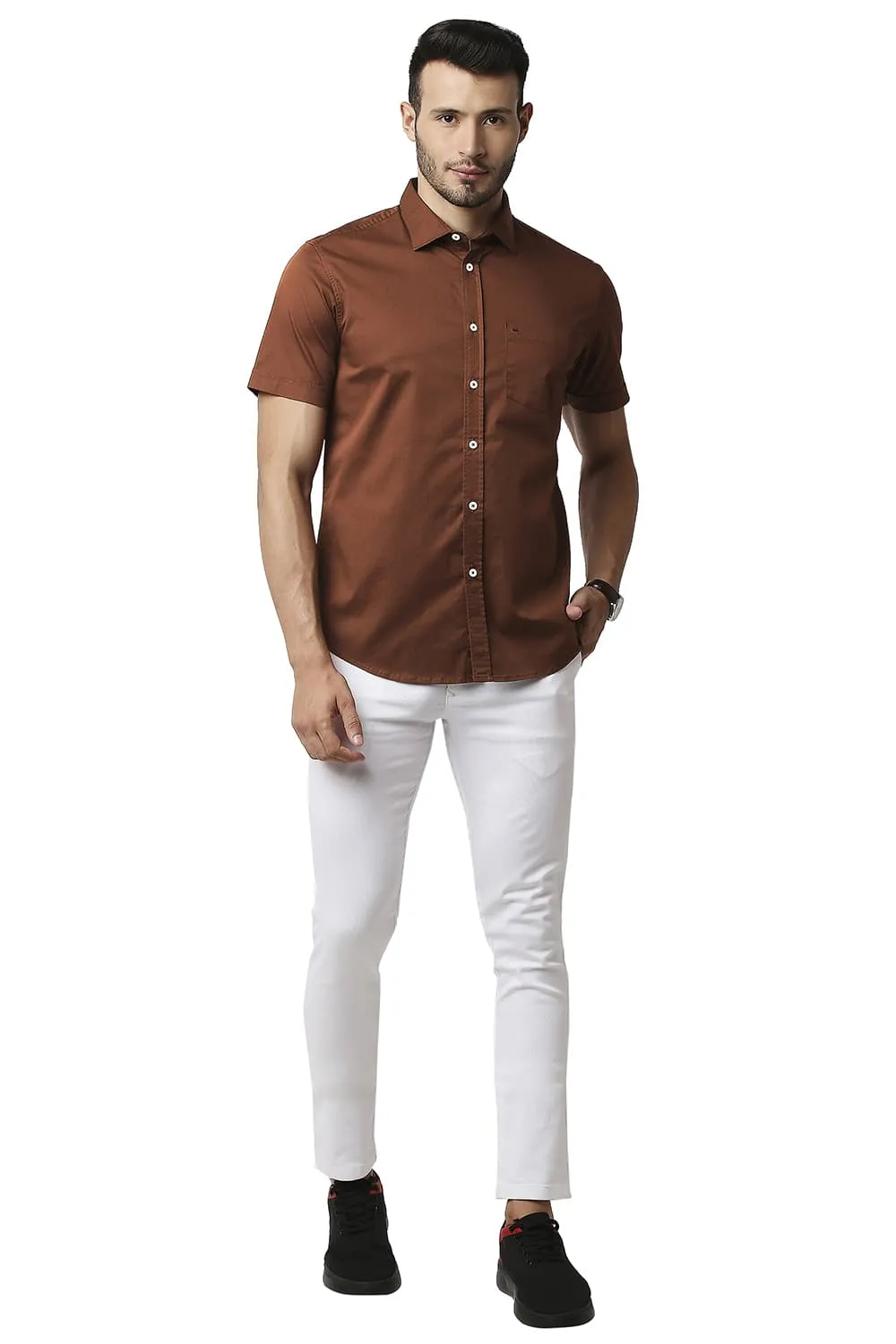 Slim Fit Twill Stretch Halfsleeves Shirt