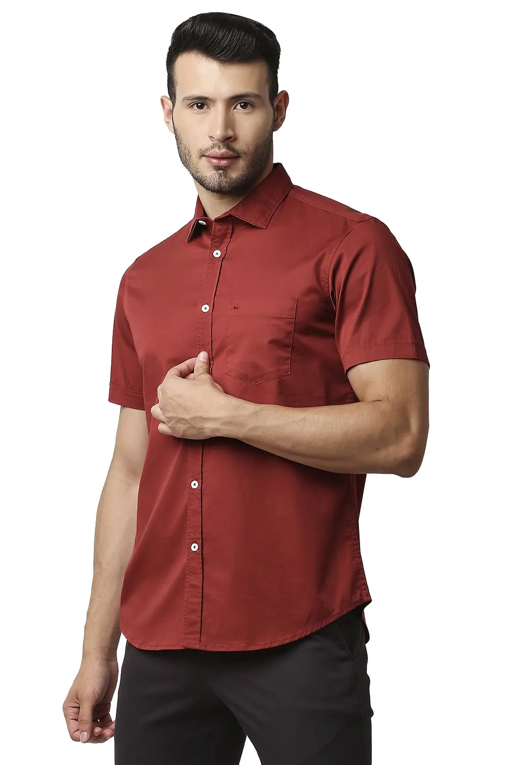 Slim Fit Twill Stretch Halfsleeves Shirt