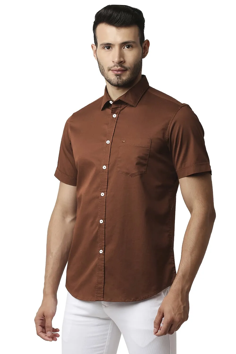 Slim Fit Twill Stretch Halfsleeves Shirt