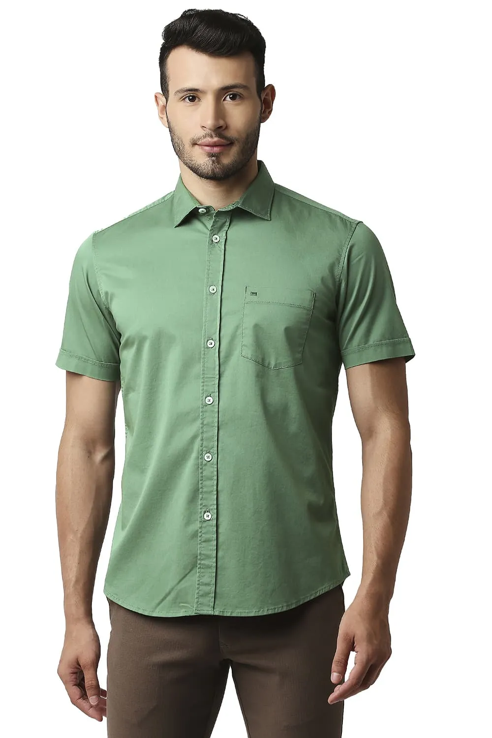 Slim Fit Twill Stretch Halfsleeves Shirt