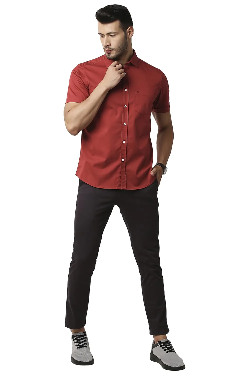 Slim Fit Twill Stretch Halfsleeves Shirt