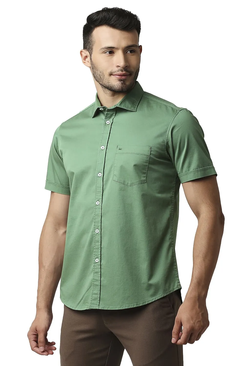 Slim Fit Twill Stretch Halfsleeves Shirt