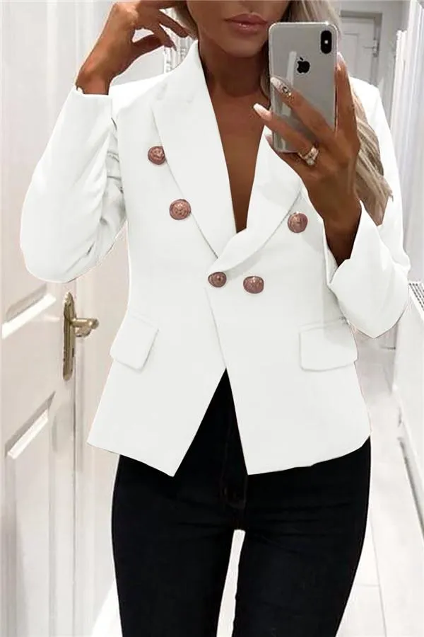 Solid Color Buttons Blazer