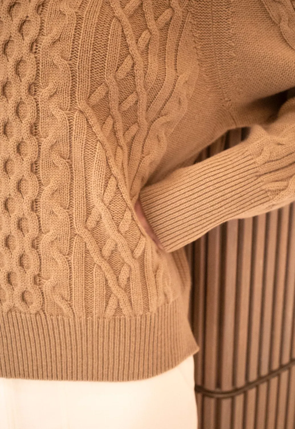 TANYA cashmere-blend cable-knit sweater (Milktea)