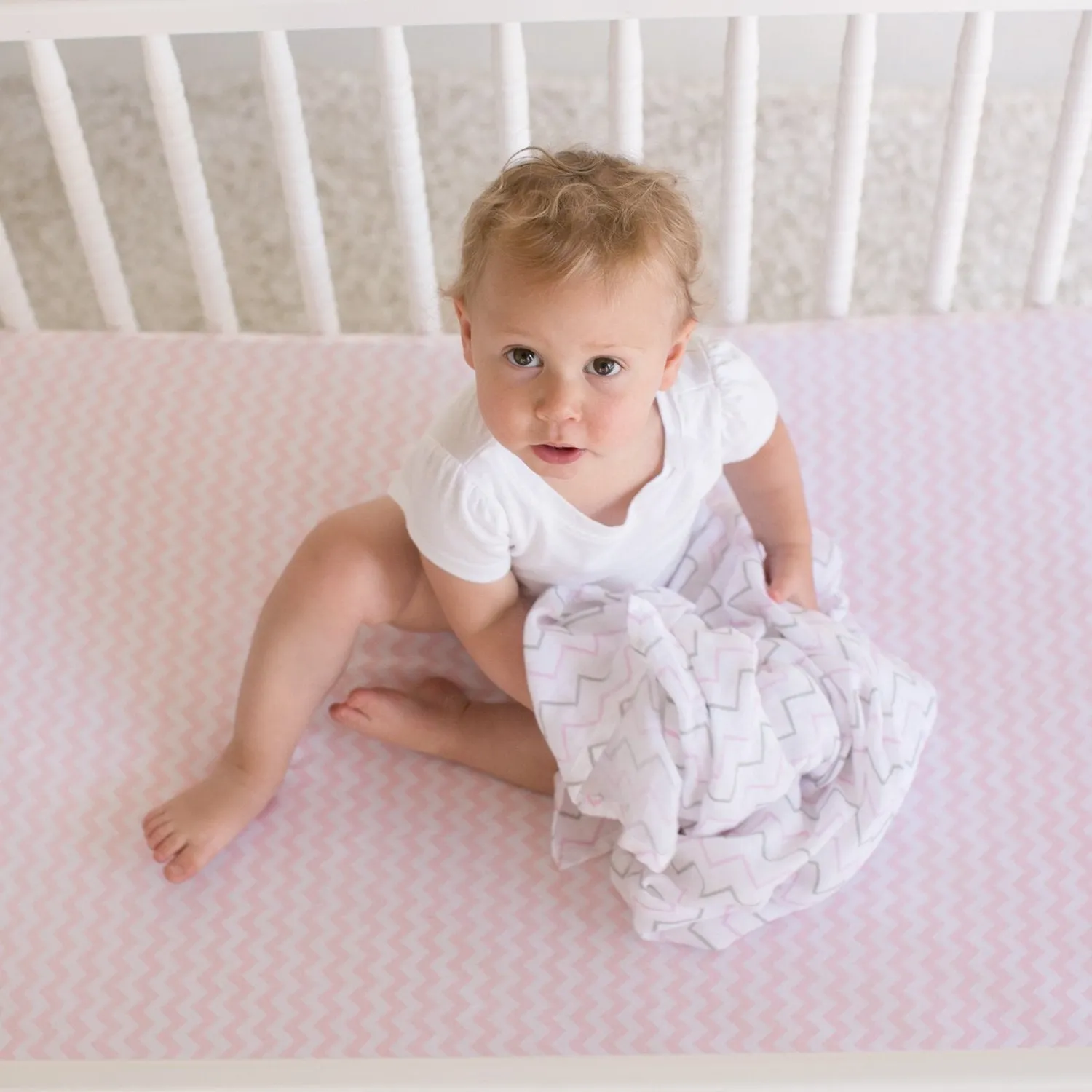 Toddler Bedding Fitted Jersey Cotton (2 Pack) Pink Polka Dot, Chevron