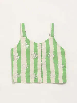 Utsa Kids Green Striped Crop Top (2 - 8yrs)