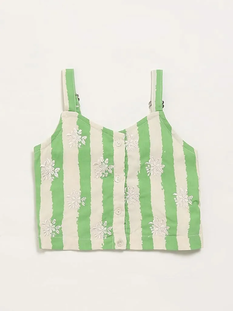 Utsa Kids Green Striped Crop Top (2 - 8yrs)