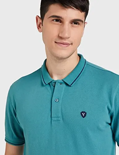 Van Heusen Men's Regular Fit Polo T-Shirt (VSKPWRGFR16516_Teal L)