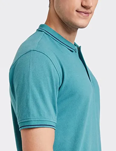 Van Heusen Men's Regular Fit Polo T-Shirt (VSKPWRGFR16516_Teal L)