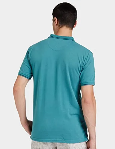 Van Heusen Men's Regular Fit Polo T-Shirt (VSKPWRGFR16516_Teal L)