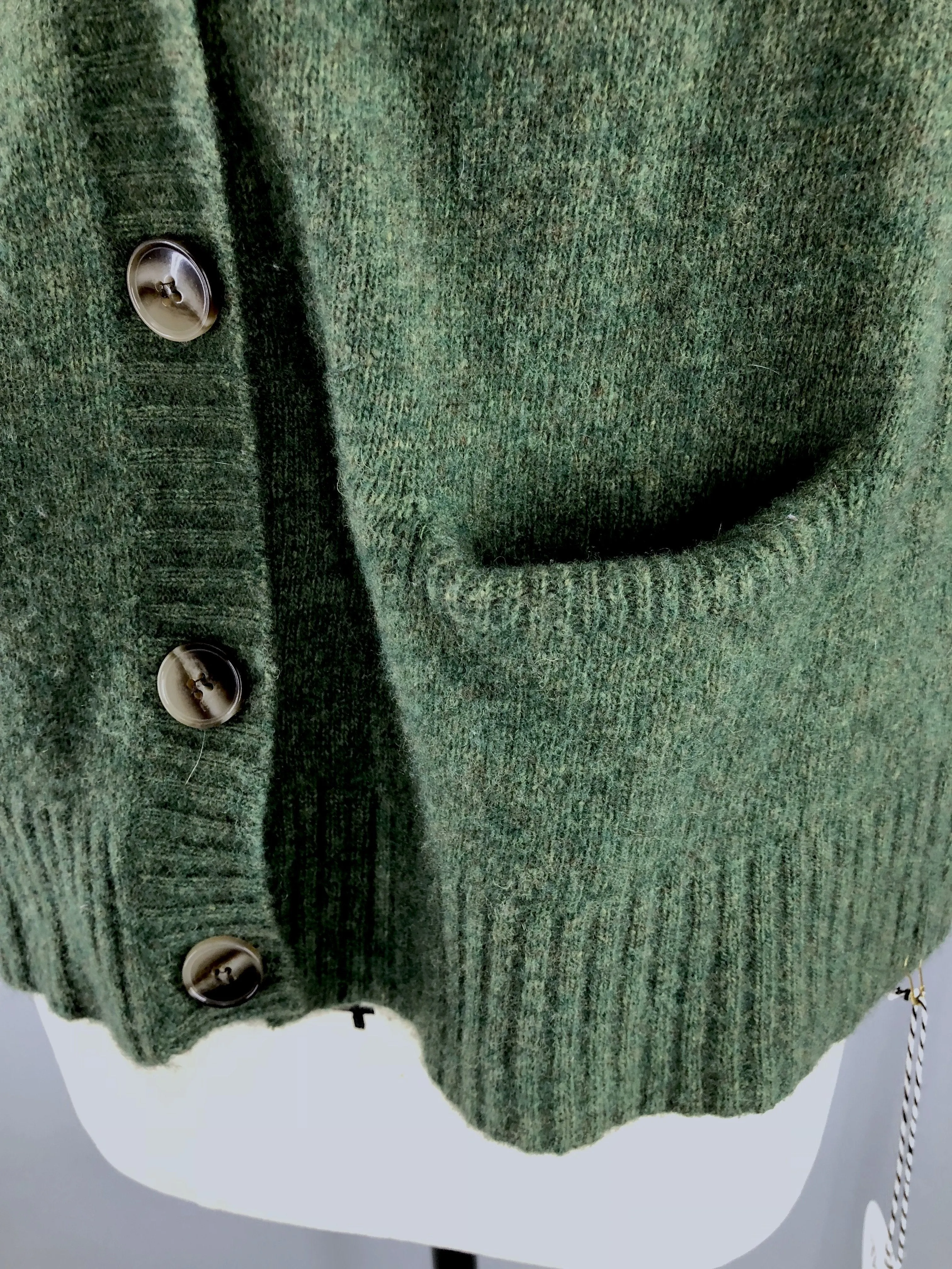 Vintage 1960s Olive Army Green Cashmere Blend Cardigan Sweater