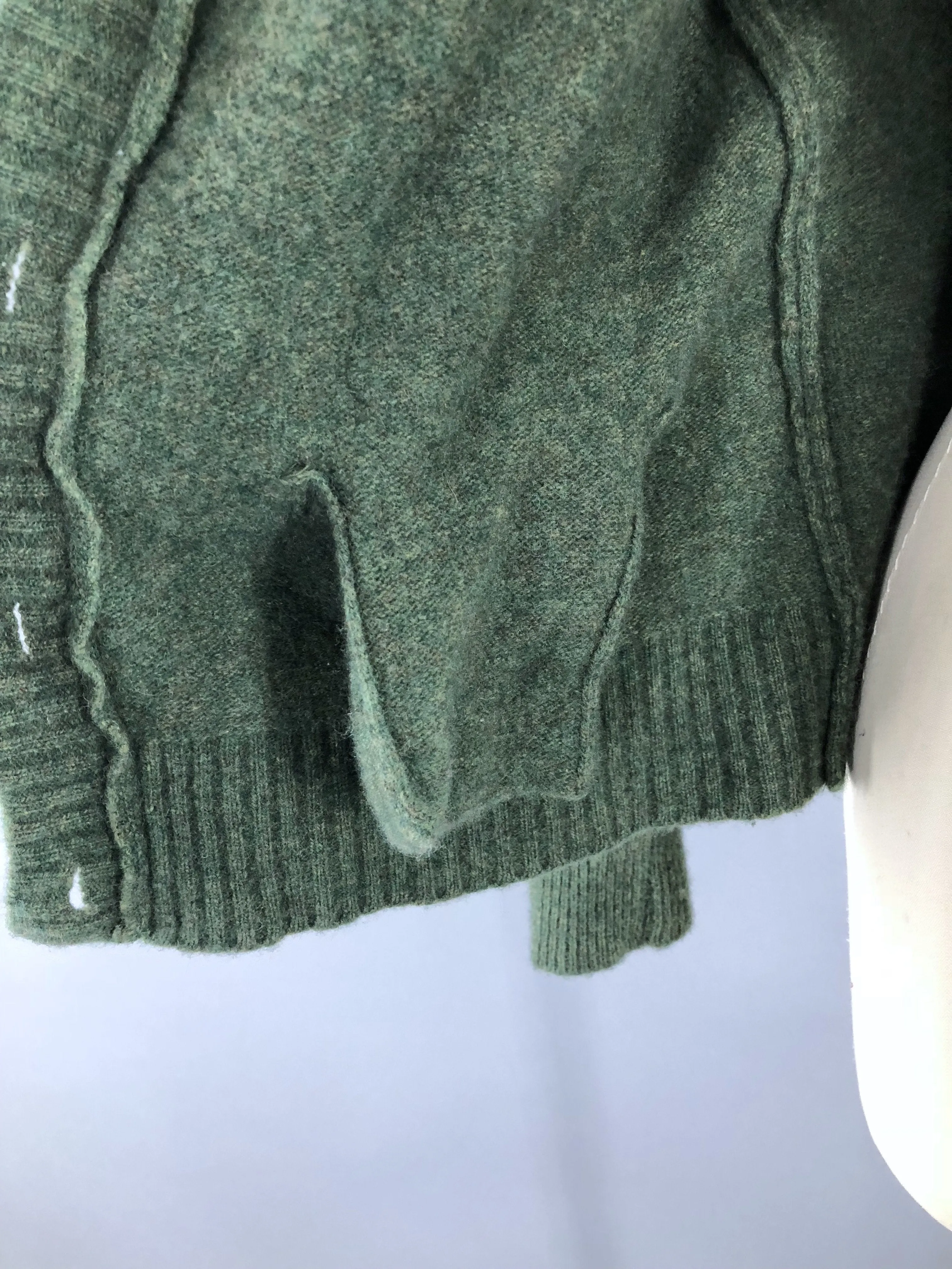 Vintage 1960s Olive Army Green Cashmere Blend Cardigan Sweater