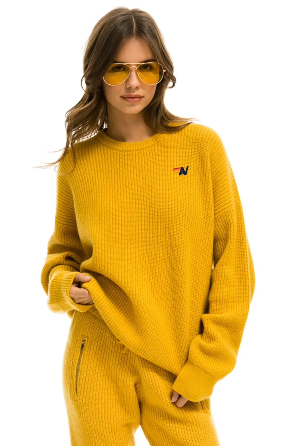 VINTAGE CABIN UNISEX CASHMERE SWEATER - GOLD