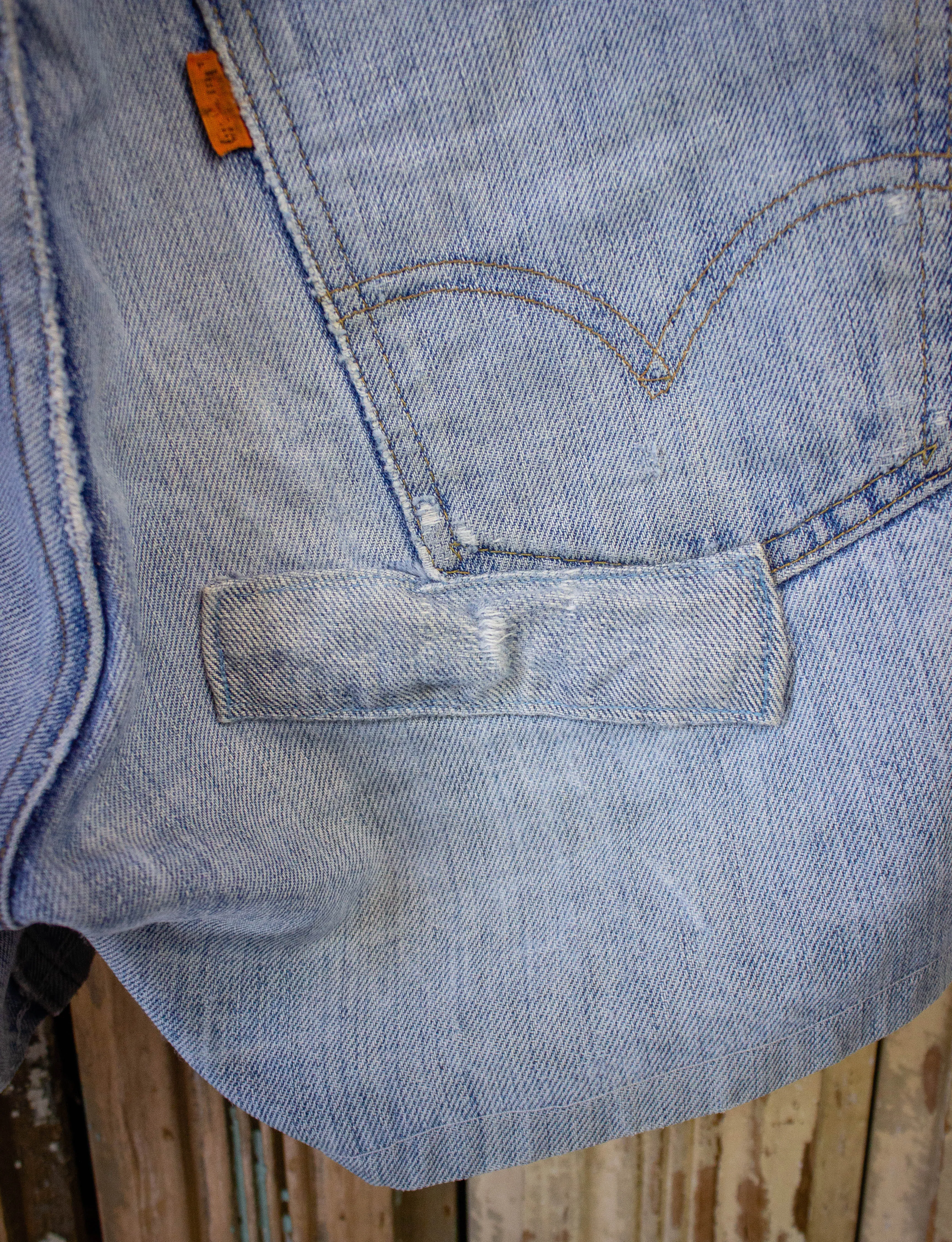 Vintage Levi's Orange Tab Hemmed Denim Shorts 70s Light Wash 29w