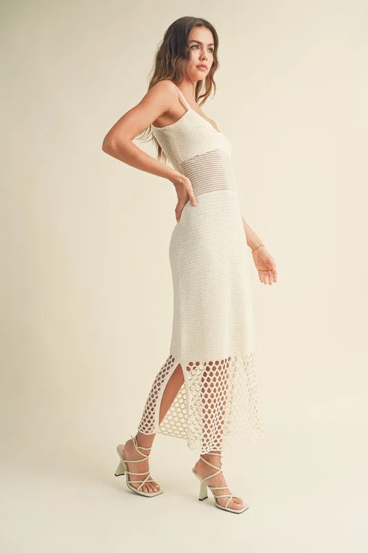 Waitlist 2/5 ♥ Jenny Sleeveless Crochet Midi Dress White