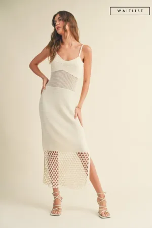 Waitlist 2/5 ♥ Jenny Sleeveless Crochet Midi Dress White