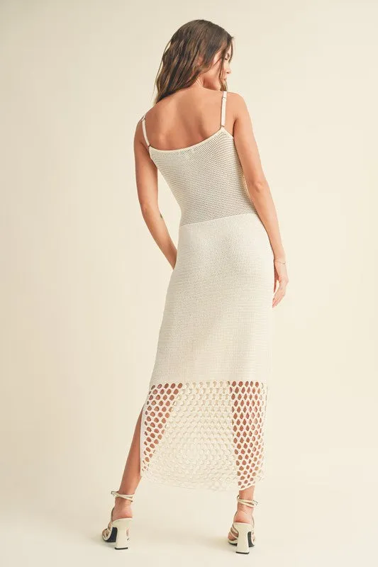 Waitlist 2/5 ♥ Jenny Sleeveless Crochet Midi Dress White