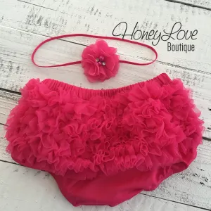 Watermelon ruffle bottom bloomers and skinny headband