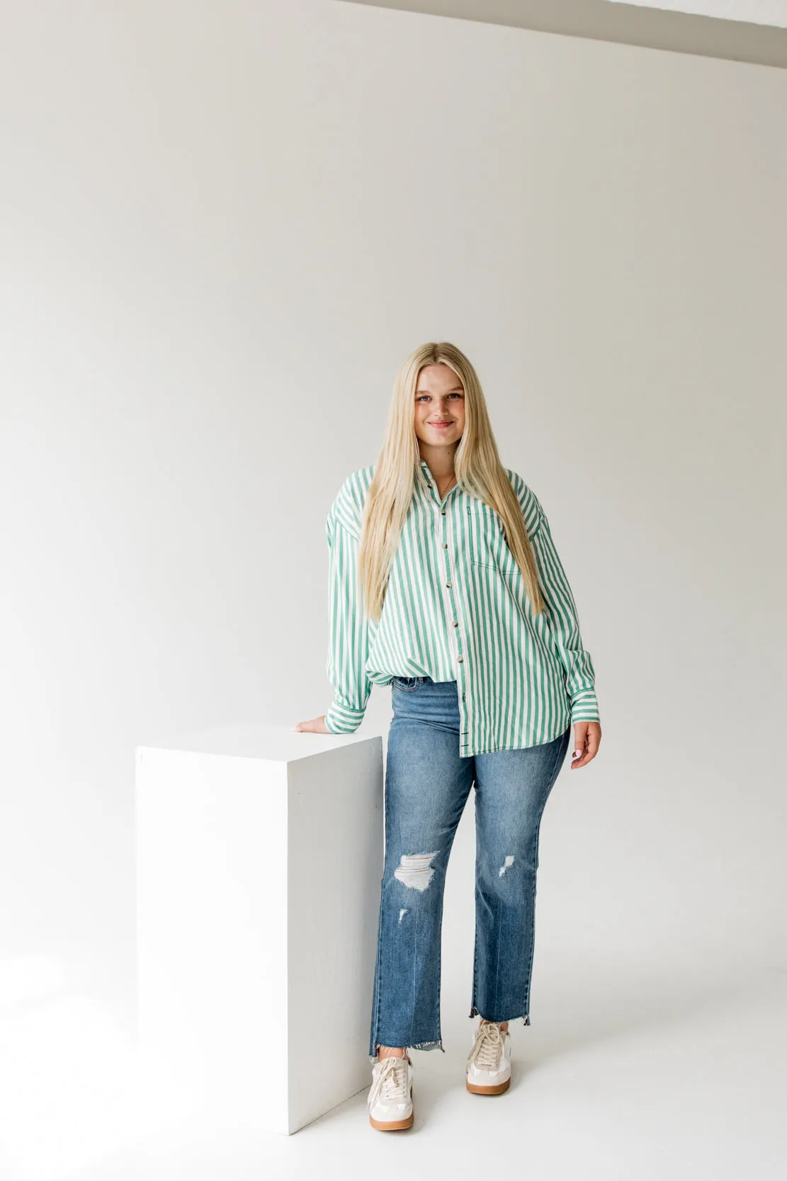 We The Free Freddie Striped Shirt | French Green Combo