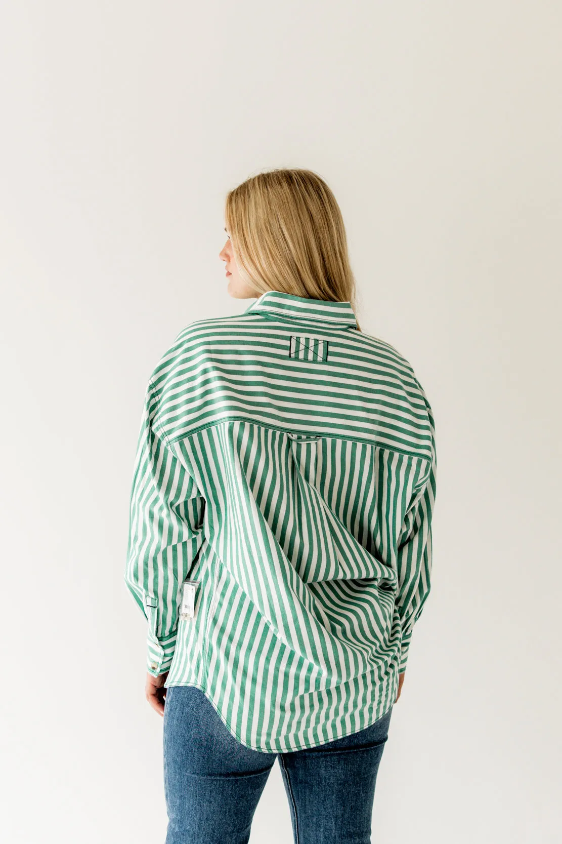 We The Free Freddie Striped Shirt | French Green Combo