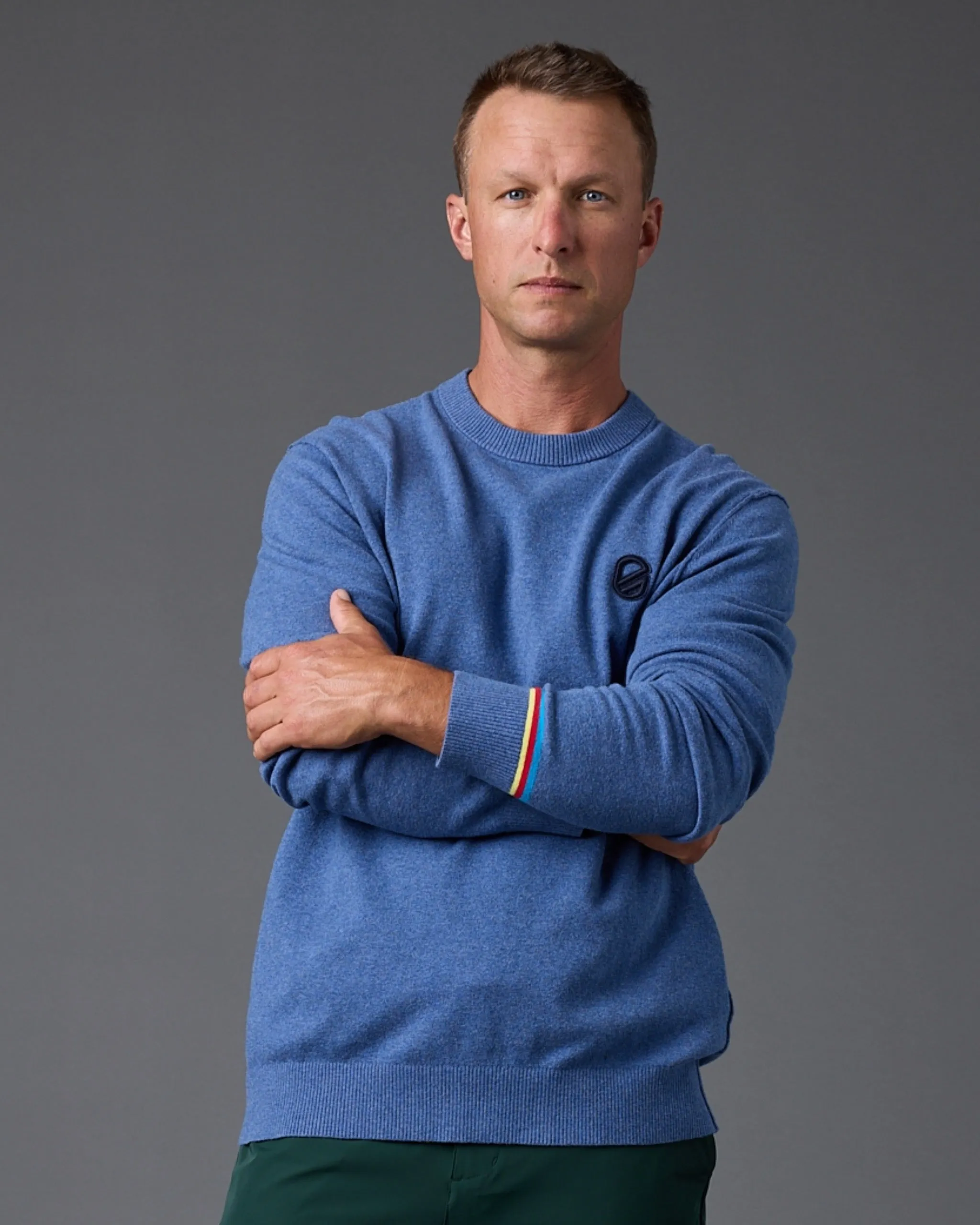 Wilcox Sweater Logo | Heather Dusty Blue