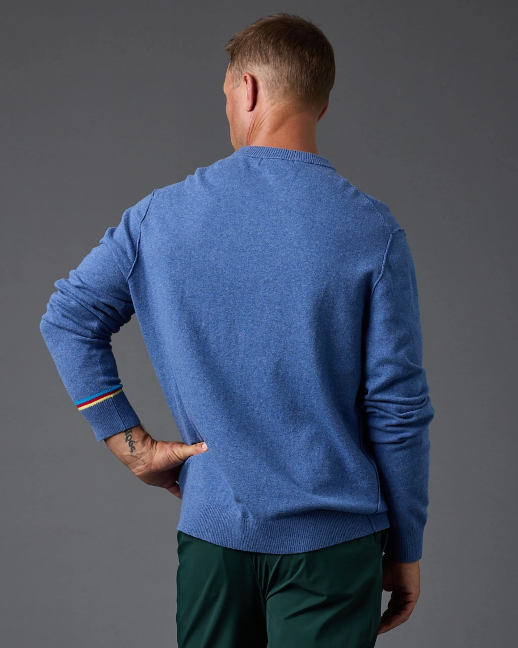 Wilcox Sweater Logo | Heather Dusty Blue