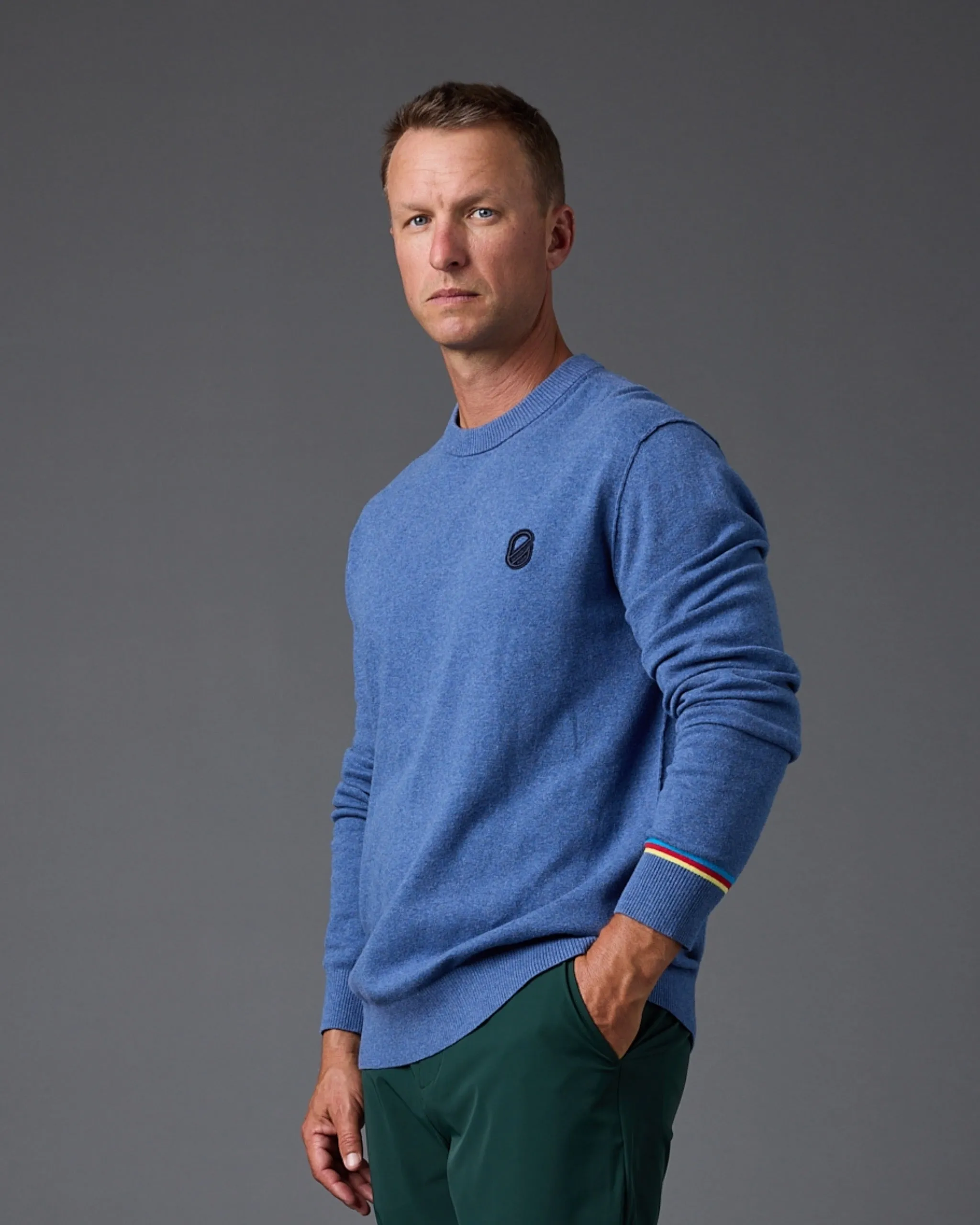 Wilcox Sweater Logo | Heather Dusty Blue