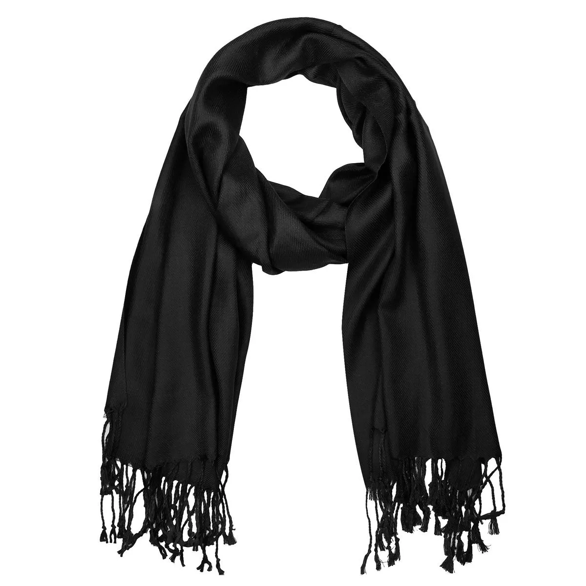 Women's Soft Solid Color Pashmina Shawl Wrap Scarf - Black